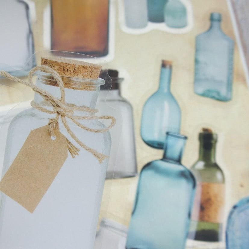 18 Pcs Glass Bottles Stickers