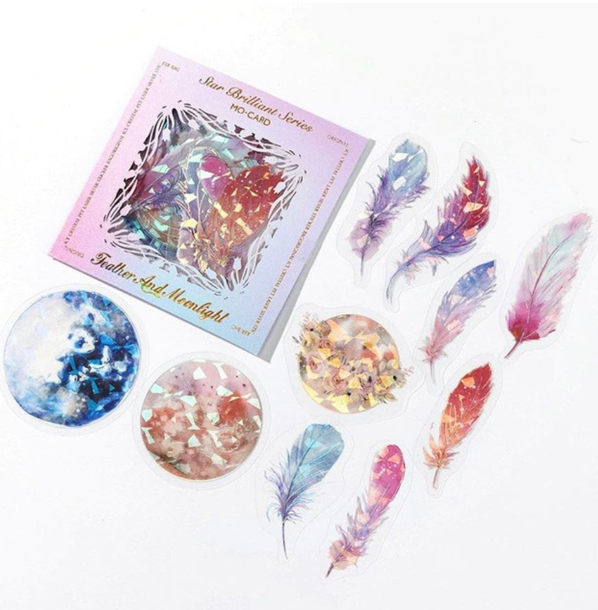 20 Pcs Hologram Sticker Sets Crysals - Butterflies - JellyFish - Flowers - Windows - Feathers