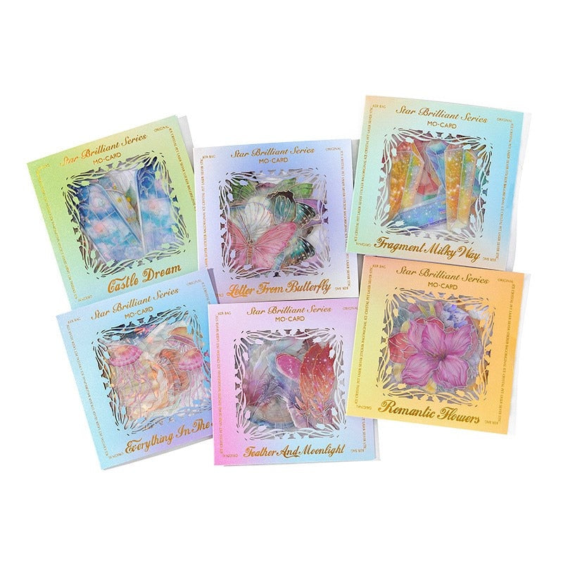 20 Pcs Hologram Sticker Sets Crysals - Butterflies - JellyFish - Flowers - Windows - Feathers
