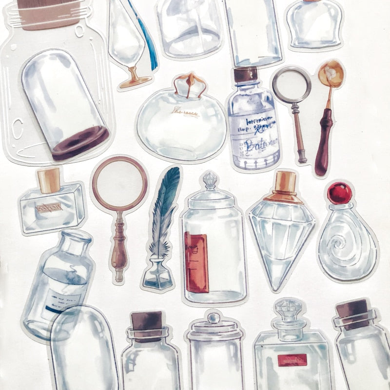 20 PcsBottle Clear Glassware Bottles Stickers