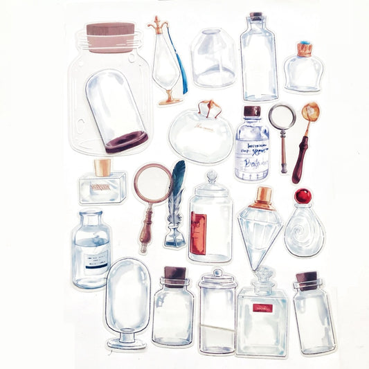 20 PcsBottle Clear Glassware Bottles Stickers