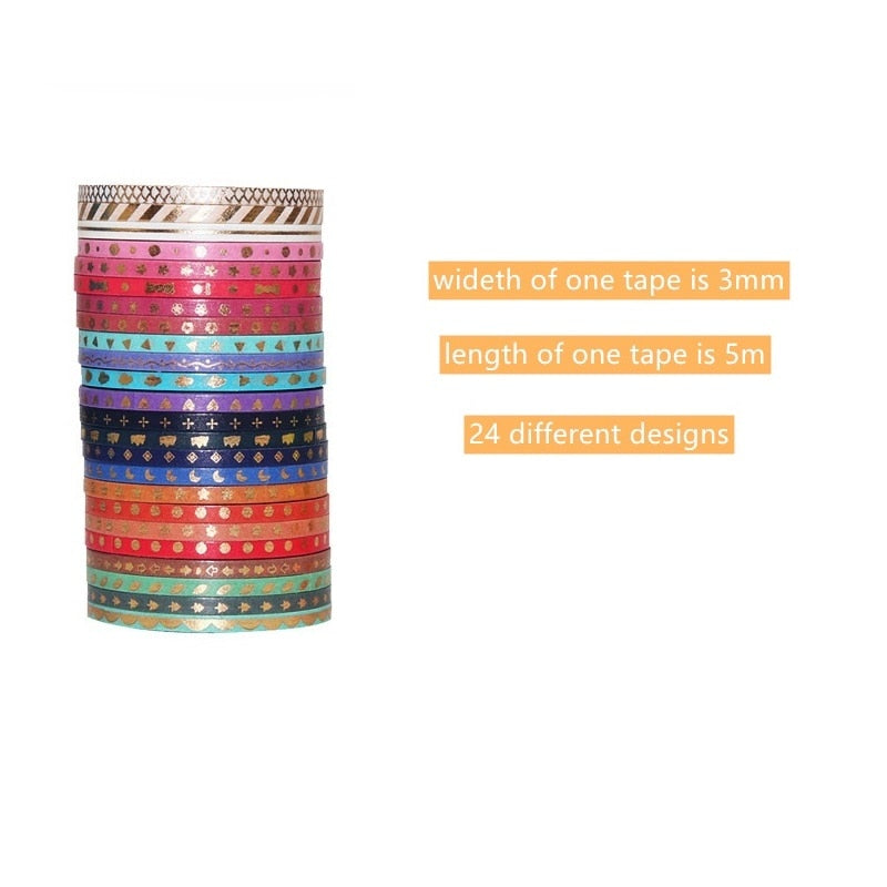24 Pcs/Set Extra Thin Foiled Washi Tapes