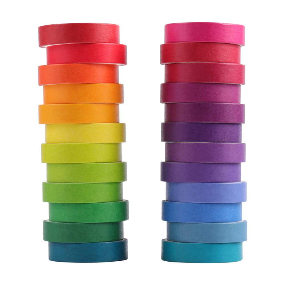 24 Pcs Rainbow Color Washi Tape Set 9mm or 15mm