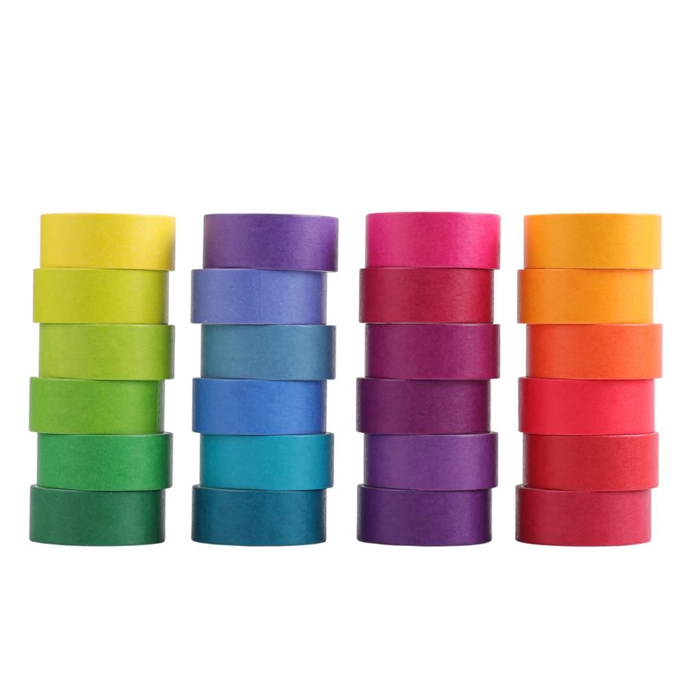 24 Pcs Rainbow Color Washi Tape Set 9mm or 15mm