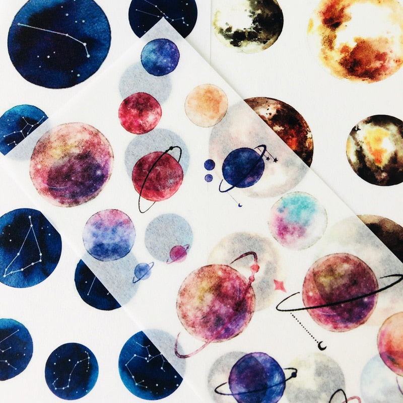 3 Sheets/Pack Starry Planets Zoziac Stickers