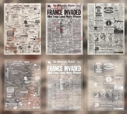 30 Sheets Vintage Newspaper Paper Cards