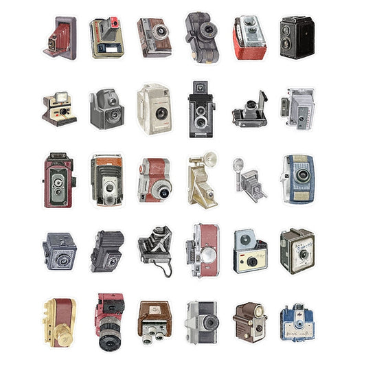 30 Pcs Retro Cameras Paper Post Cards