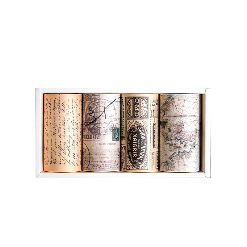4 Rolls Wide Vintage  Washi Tape Set