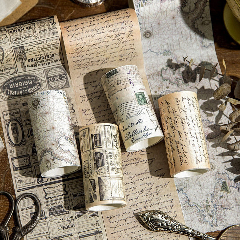 4 Rolls Wide Vintage  Washi Tape Set