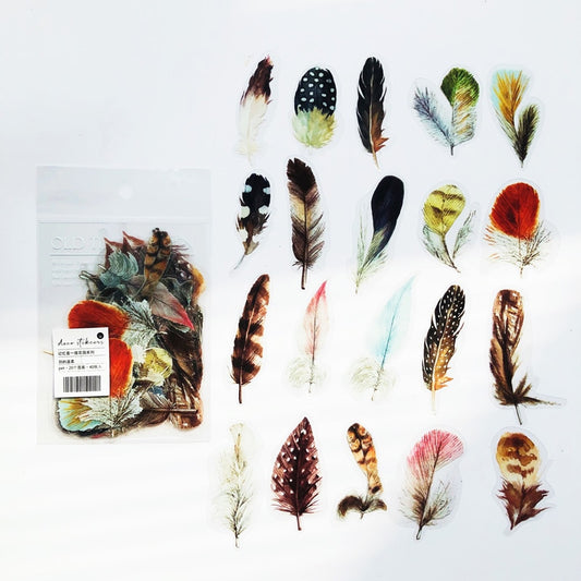 40 Pcs PVC Feather Stickers
