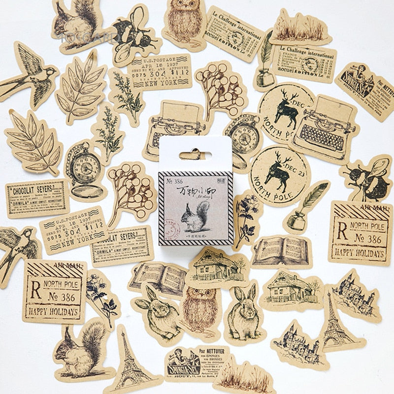 46 Pcs Vintage Kraft Stickers