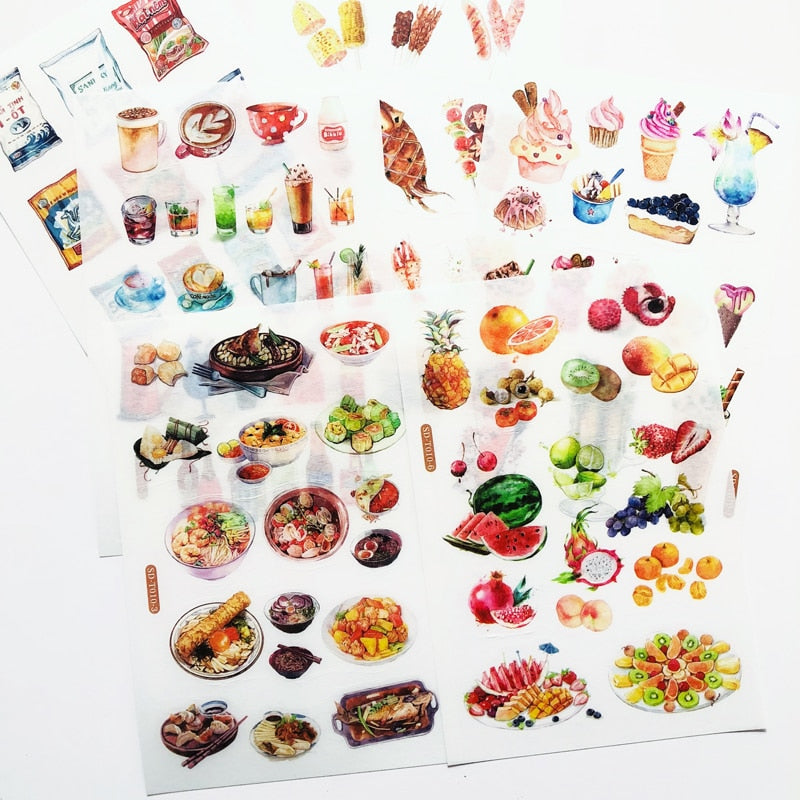 6 Sheets Foody Stickers