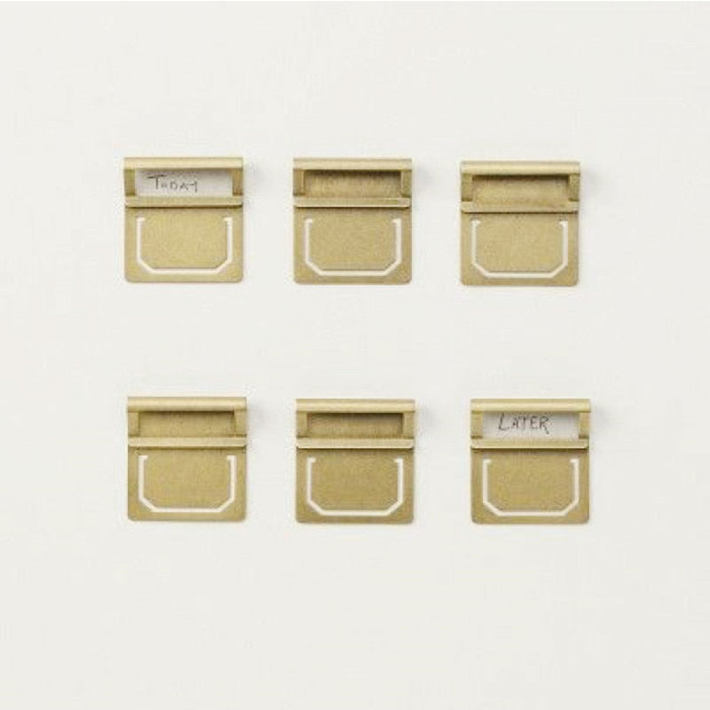 6 Pcs Metal Brass Index File Clip