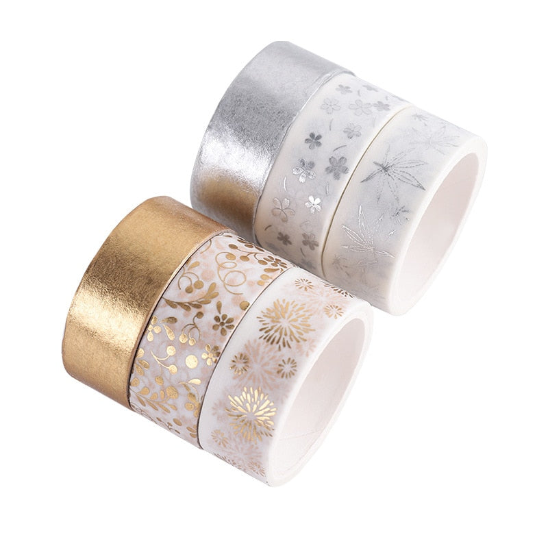 6 Pcs Gold & Silver Foil Washi Tape Set