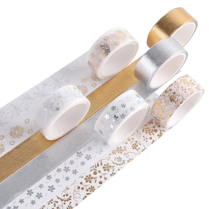 6 Pcs Gold & Silver Foil Washi Tape Set