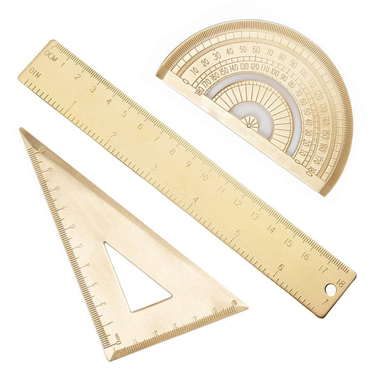 Brass Ruler Triangle Measurement Tools