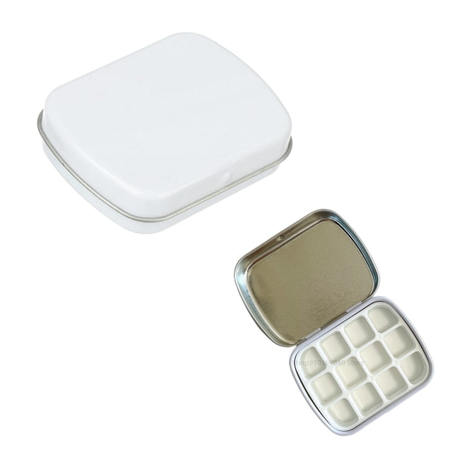 Empty 12-grid Travel Mini Art Watercolor Box Portable Palette
