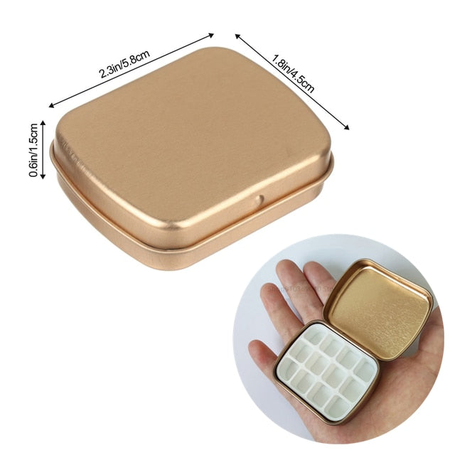 Empty 12-grid Travel Mini Art Watercolor Box Portable Palette