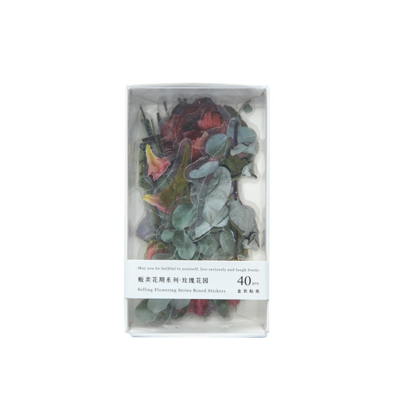 40 Pcs Rose Flower PVC Stickers