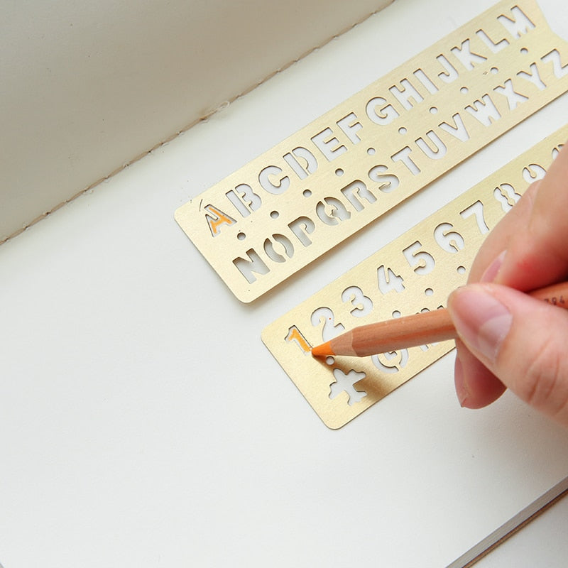 Metal Brass Letters Stencil Ruler