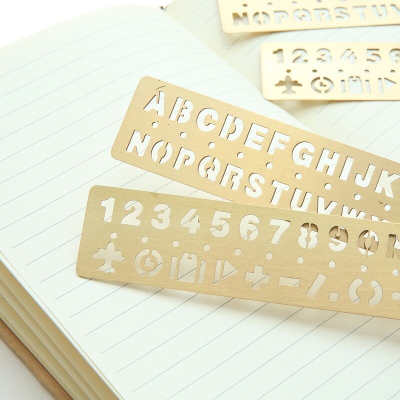 Metal Brass Letters Stencil Ruler