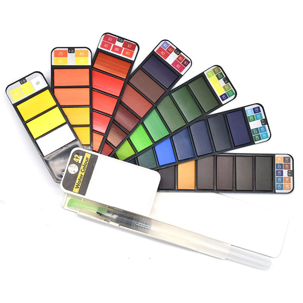Travel Compact Art Watercolor Paint Set, 18/25/33/42